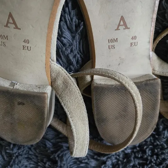 Anthropologie | Beige Ankle Strap Sandals Sz 10