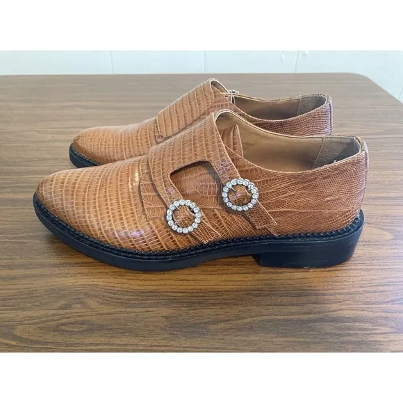 Anthropologie Christine Rhinestone Embellished Loafers Women Size 6 Brown