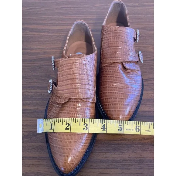 Anthropologie Christine Rhinestone Embellished Loafers Women Size 6 Brown
