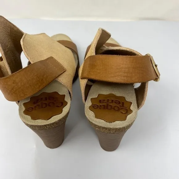 Anthropologie Coque Terra Sanne Block Heel Leather Block Heel SZ 8M