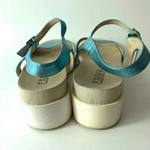 Anthropologie Esska Women's Neo Blue Metallic Sandals - 41/9.5