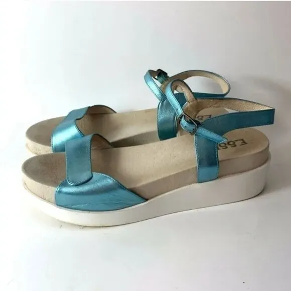 Anthropologie Esska Women's Neo Blue Metallic Sandals - 41/9.5