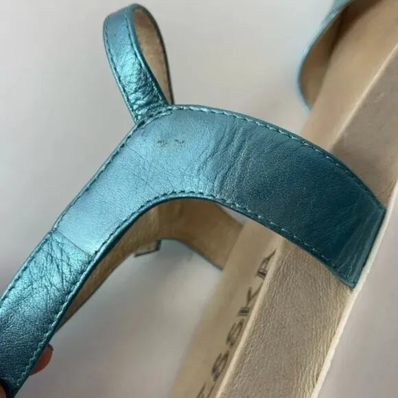 Anthropologie Esska Women's Neo Blue Metallic Sandals - 41/9.5