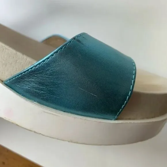 Anthropologie Esska Women's Neo Blue Metallic Sandals - 41/9.5