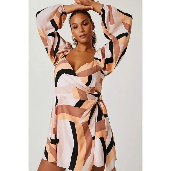 Anthropologie Hutch  Geo Wrap Mini Dress
