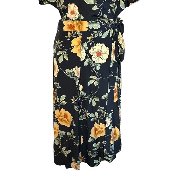 Anthropologie Kachel 8 Odessa Blooms Silk Wrap Dress floral print midi length