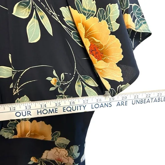 Anthropologie Kachel 8 Odessa Blooms Silk Wrap Dress floral print midi length