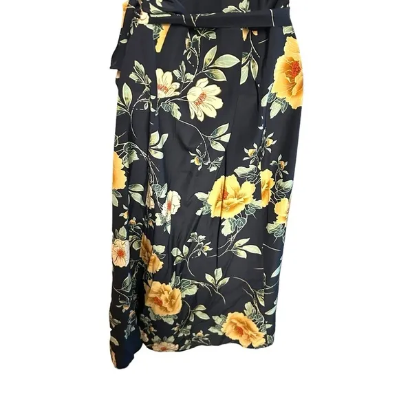 Anthropologie Kachel 8 Odessa Blooms Silk Wrap Dress floral print midi length