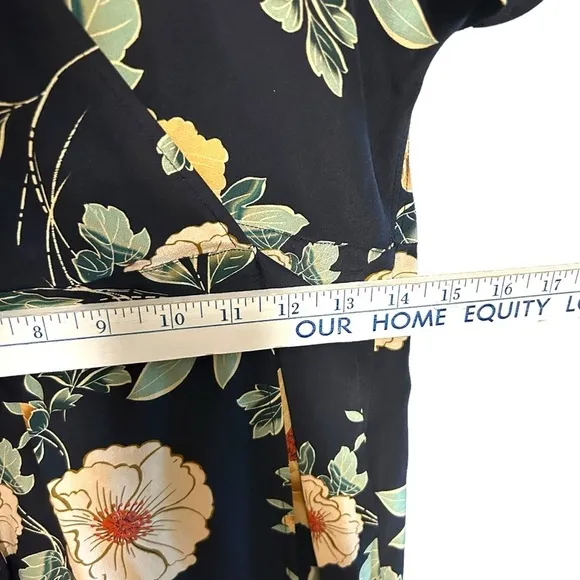 Anthropologie Kachel 8 Odessa Blooms Silk Wrap Dress floral print midi length