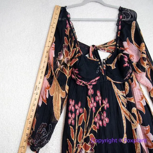 Anthropologie Let Me Be Babydoll Mini‎ Dress black pink, size S