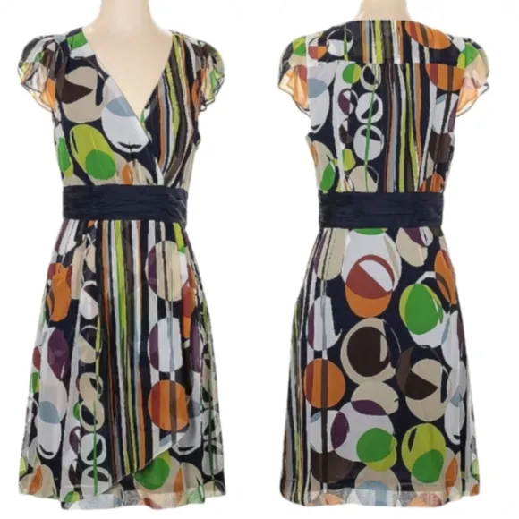 Anthropologie Moulinette Soeurs Colorful Geometric Print Wrap Dress 12
