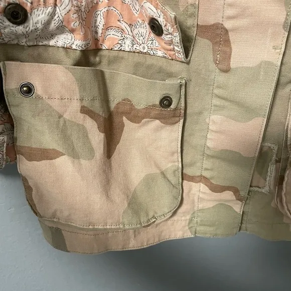Anthropologie Oversized Lida Pink Camo Utility Jacket in X-Small