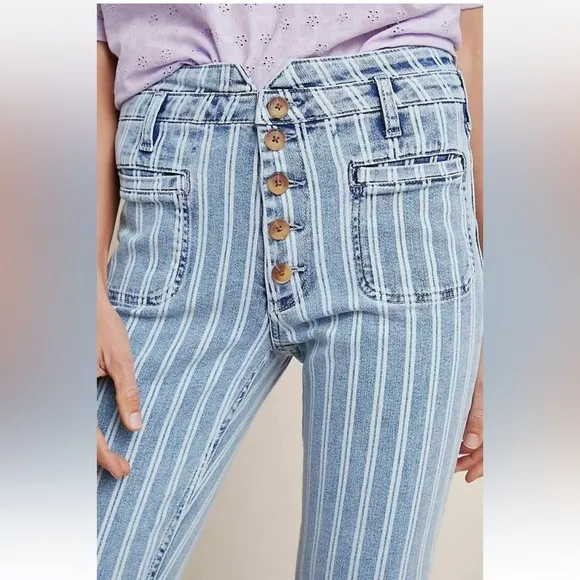 Anthropologie Pilcro and the letterpress stripped high waist cropped Jean 25