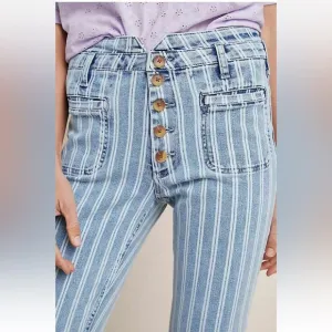Anthropologie Pilcro and the letterpress stripped high waist cropped Jean 25