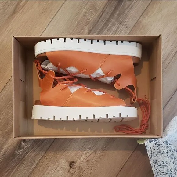 Anthropologie Pilcro Tie-Up Gladiator Sport Sandals In Orange Size 7 (EU 37) NIB