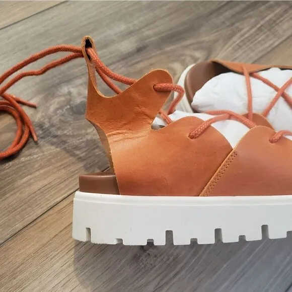 Anthropologie Pilcro Tie-Up Gladiator Sport Sandals In Orange Size 7 (EU 37) NIB
