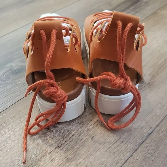 Anthropologie Pilcro Tie-Up Gladiator Sport Sandals In Orange Size 7 (EU 37) NIB