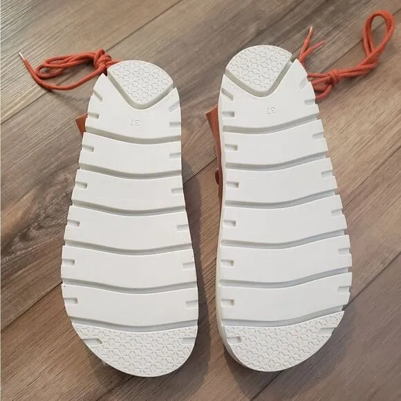 Anthropologie Pilcro Tie-Up Gladiator Sport Sandals In Orange Size 7 (EU 37) NIB