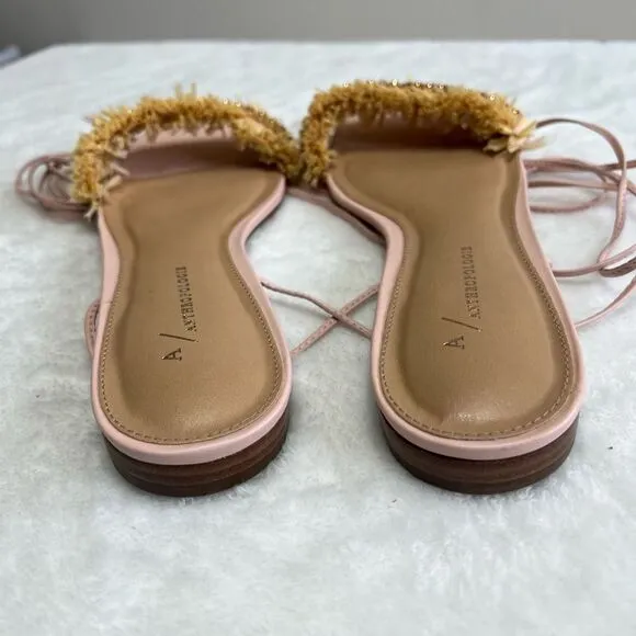 Anthropologie Pink Embellished Wrap Sandals 40 EUR NEW