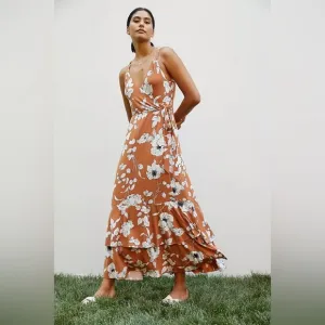 Anthropologie Ruffled Floral Midi Dress