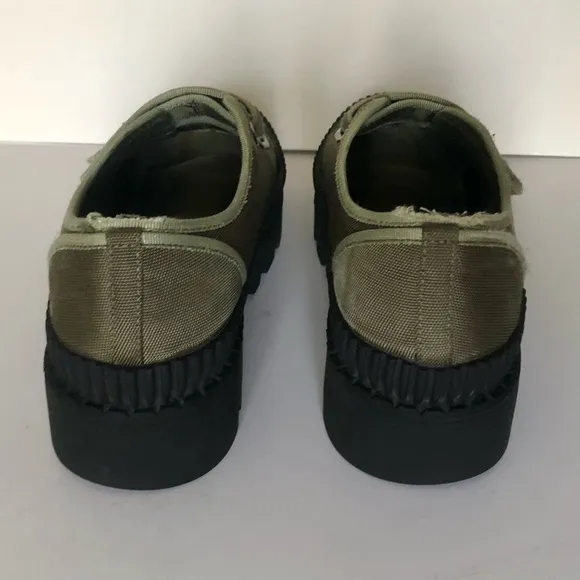 Anthropologie Silent D Prolz Platform Sneakers Green Utility Utilitarian Size 38