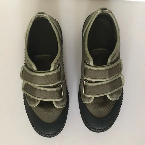 Anthropologie Silent D Prolz Platform Sneakers Green Utility Utilitarian Size 38