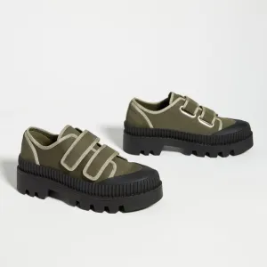Anthropologie Silent D Prolz Platform Sneakers Green Utility Utilitarian Size 38