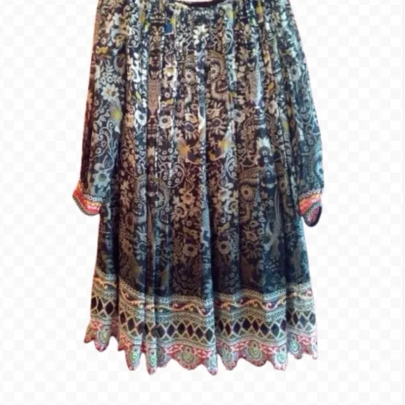 Anthropologie Tanvi Kedia Volari Swing Dress | Whimsigoth Beaded Boho Dress