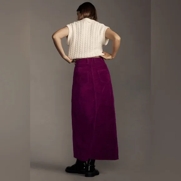 Anthropologie The Madi Front-Slit Corduroy SkirtNWT by Pilcro size 4P
