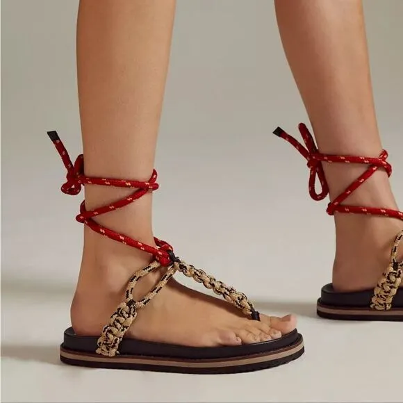 Anthropologie Rope Thong Wrap Sandals Size EU 40 NIB