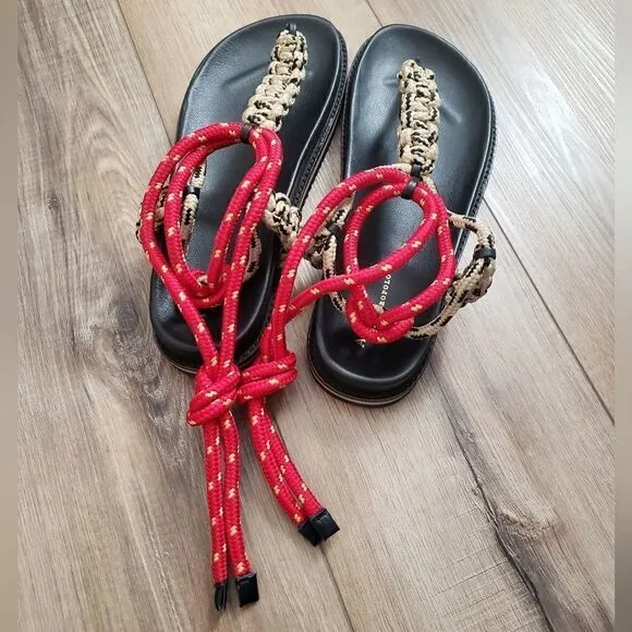 Anthropologie Rope Thong Wrap Sandals Size EU 40 NIB