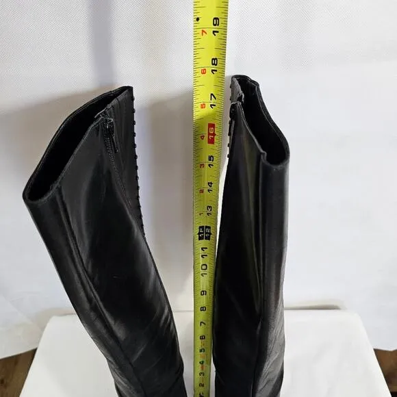 Antonio Melani Knee High Black Leather Riding Boots Women's 6.5
