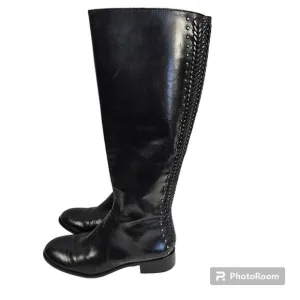 Antonio Melani Knee High Black Leather Riding Boots Women's 6.5