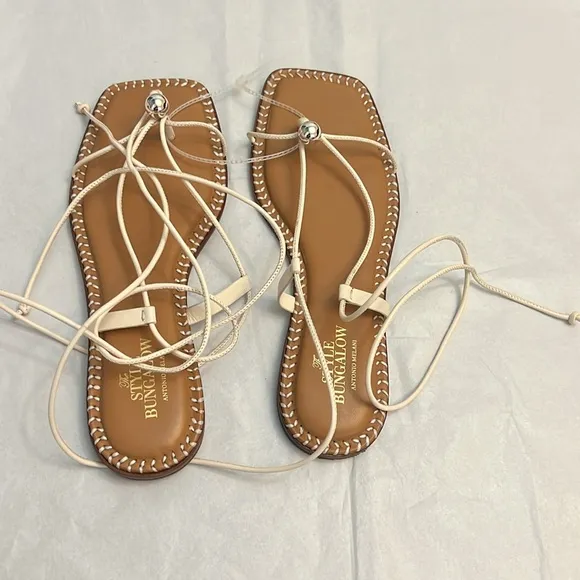 Antonio Melani x The Style Bungalow Clarke Leather Ankle Wrap Strappy Sandals