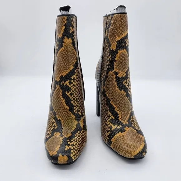 Aqua Womens Soren Leather Snakeprint High Heeled Boots Yellow 5.5