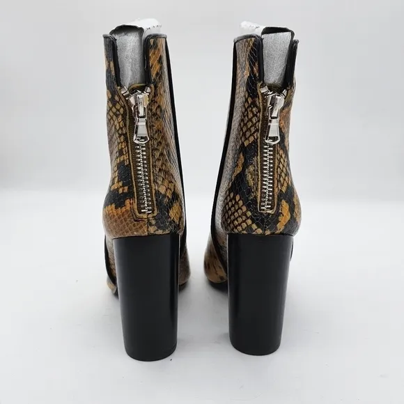 Aqua Womens Soren Leather Snakeprint High Heeled Boots Yellow 5.5