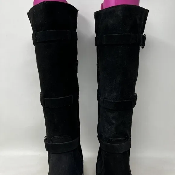 Aquatalia Black Knee High Heel Black Leather Boots Size 10