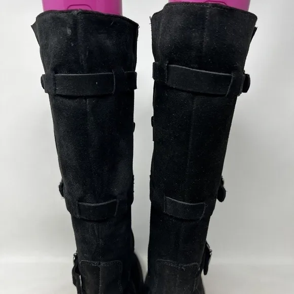Aquatalia Black Knee High Heel Black Leather Boots Size 10