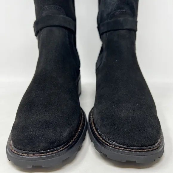 Aquatalia Black Knee High Heel Black Leather Boots Size 10