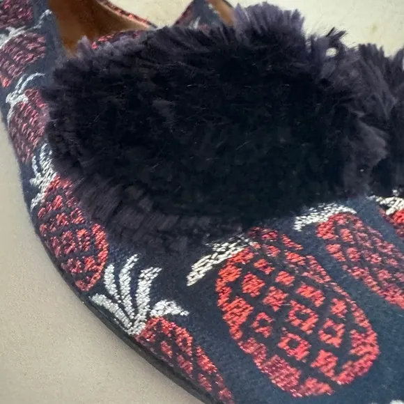 Aquazurra Jacquard Pom‎ Pom Loafers Size 36.5