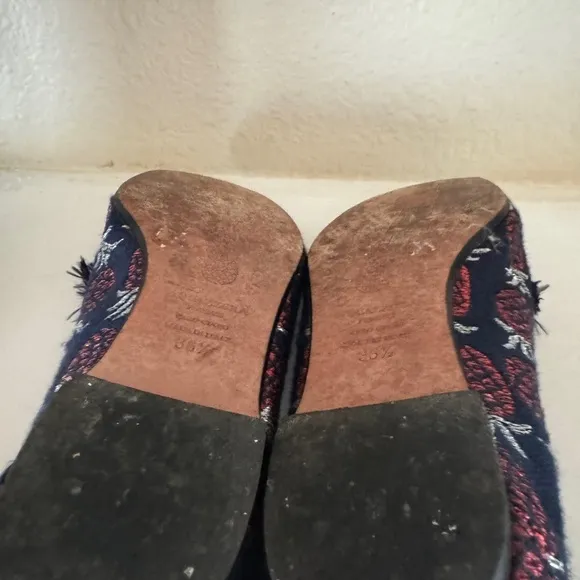 Aquazurra Jacquard Pom‎ Pom Loafers Size 36.5