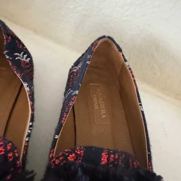 Aquazurra Jacquard Pom‎ Pom Loafers Size 36.5