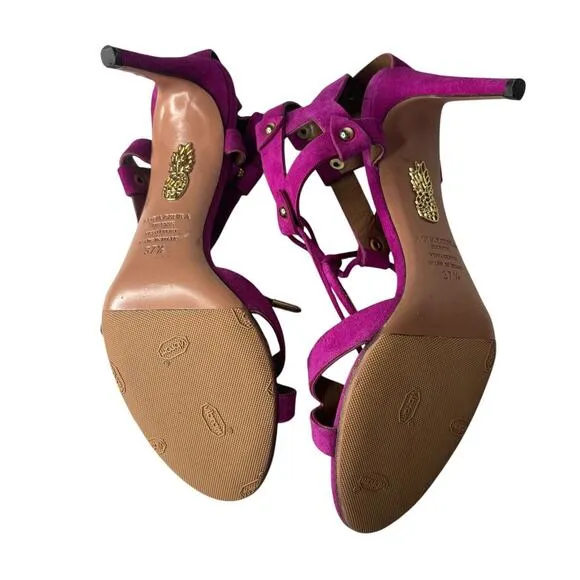 Aquazzura Strappy Suede Sandals Fuchsia Pink Size 7.5