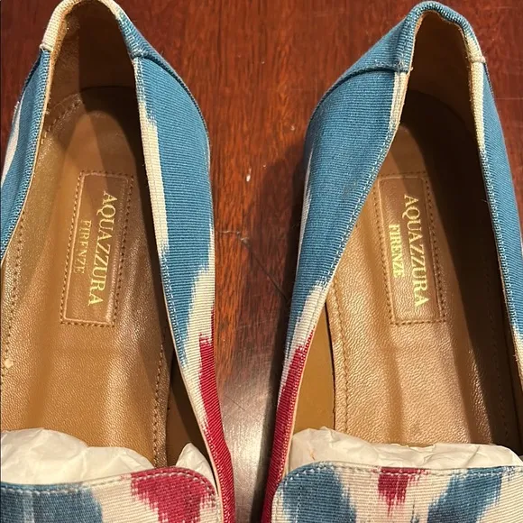 Aquazzura Women's Blue and Red Loafers