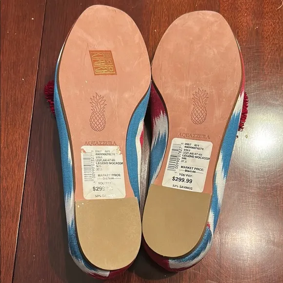 Aquazzura Women's Blue and Red Loafers