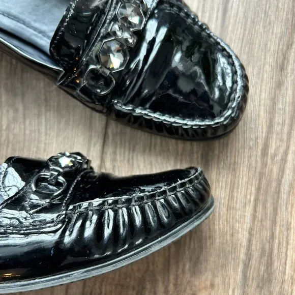 ARA Black Patent Leather Jeweled Loafers | 9.5