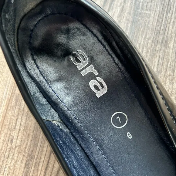 ARA Black Patent Leather Jeweled Loafers | 9.5