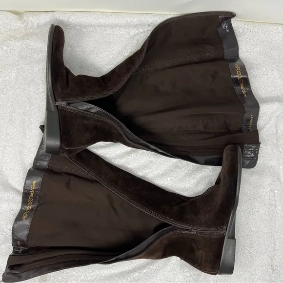 Areosoles women’s knee high boots/ upper leather in brown suede.