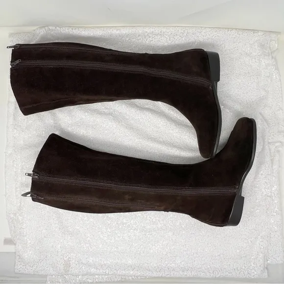 Areosoles women’s knee high boots/ upper leather in brown suede.