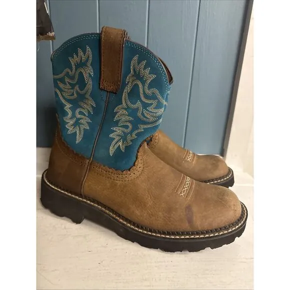ARIAT Girls' Heritage Western Boot Round Toe 10038376 Distressed Brown Teal 10B